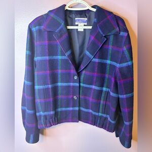 Vintage Pendleton Plaid Wool Jacket Cropped Blazer USA Made Grunge Prep S
